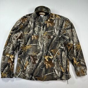 Vtg Remington Fleece Jacket Mens Large Hardwood HD Camo Full Zip Outdoor Hunting